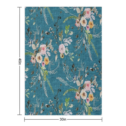 La Boheme Teal Floral Throw Blanket