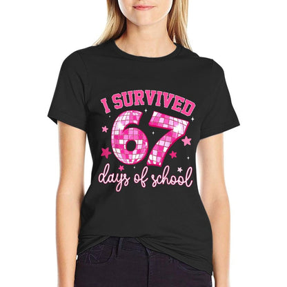 Retro I Survived 67 Days of School Funny 67 Teacher Students  Breathable T-Shirt