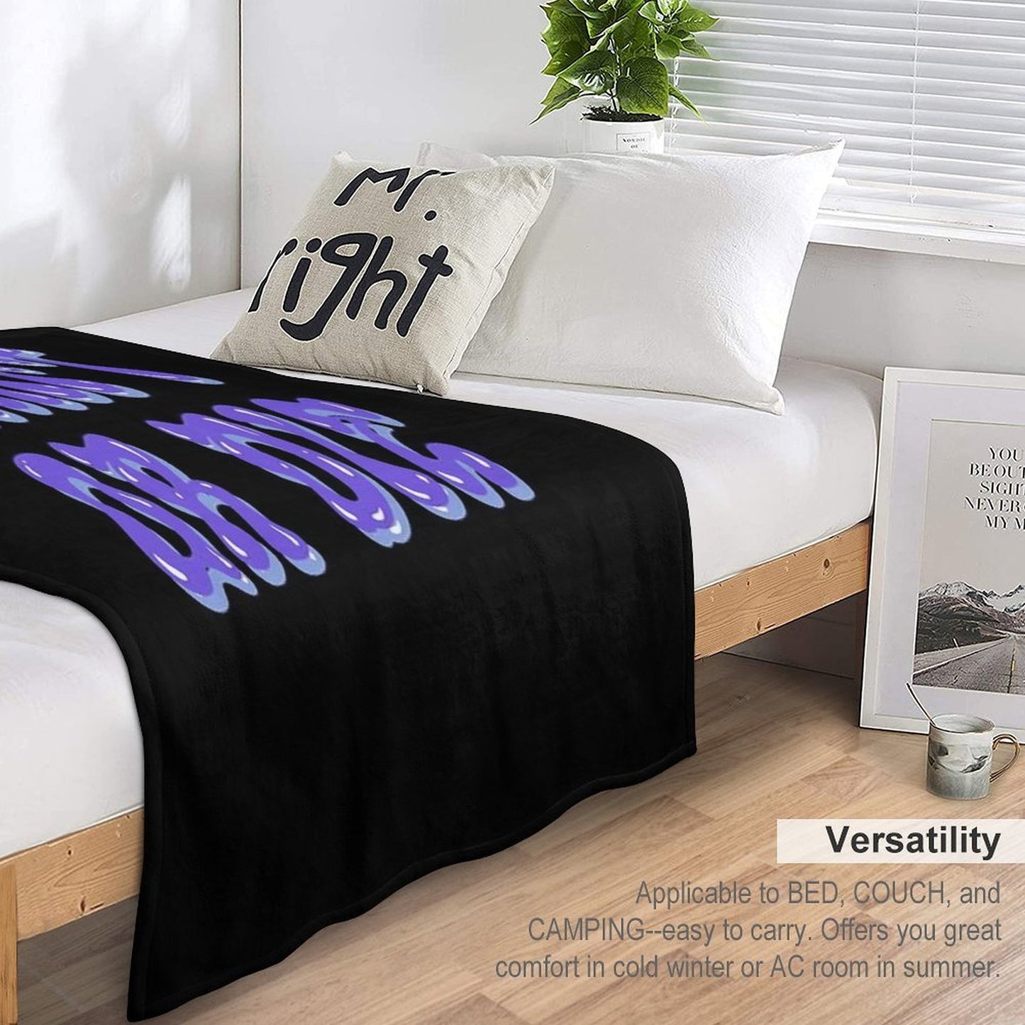 “THRIFT OR DIE” Purple And Blue Throw Blanket