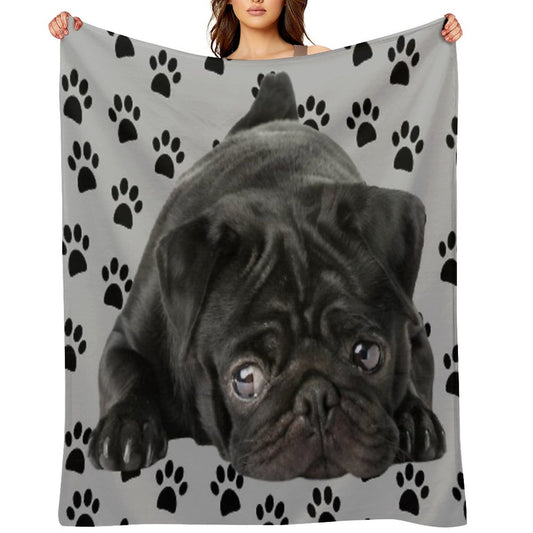 Adorable Black Pug Throw Blanket