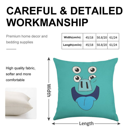 Kipo - Pig Face Linen Throw Pillow Cover