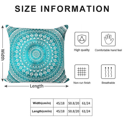 Mandala Turquoise Soft Reinforced Edging Throw Pillow