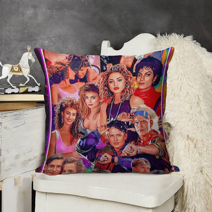80s Tribute Linen Throw Pillow Cover