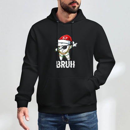 Kids Bruh 67 Dabbing Funny Santa Dental Christmas Six Seven Meme Kangaroo Pocket Hoodie