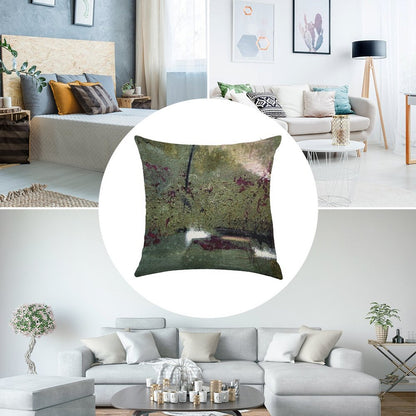 Sage And Plum Textured Abstract Linen Throw Pillow Cover