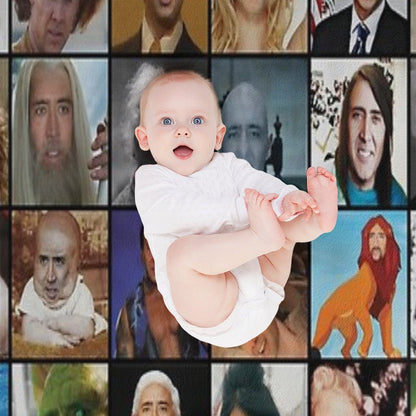 Nicholas Cage Pattern - Nicolas Cage - Nick Cage Nic Cage Throw Blanket