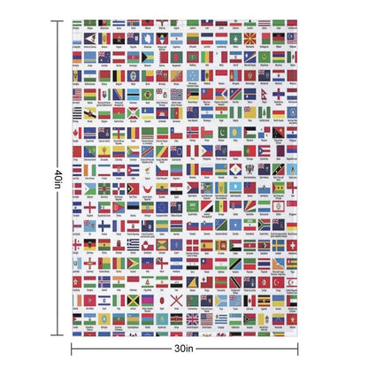 World Flags with Country Names Throw Blanket