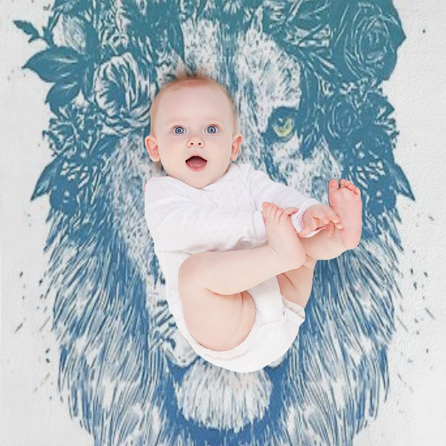 Floral Lion Throw Blanket