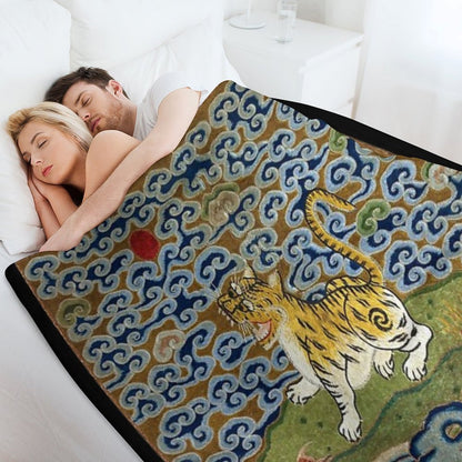 Chinese Tiger - Rank Badge Throw Blanket
