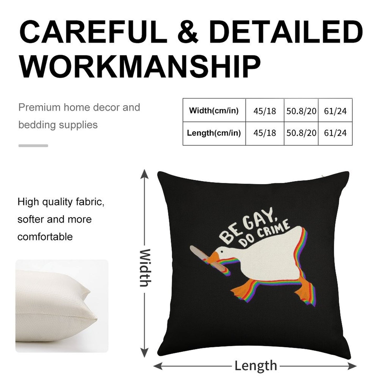 Be Gay Do Crime Goose Linen Throw Pillow Cover