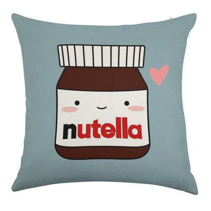 Cute Nutella Jar Linen Throw Pillow Cover