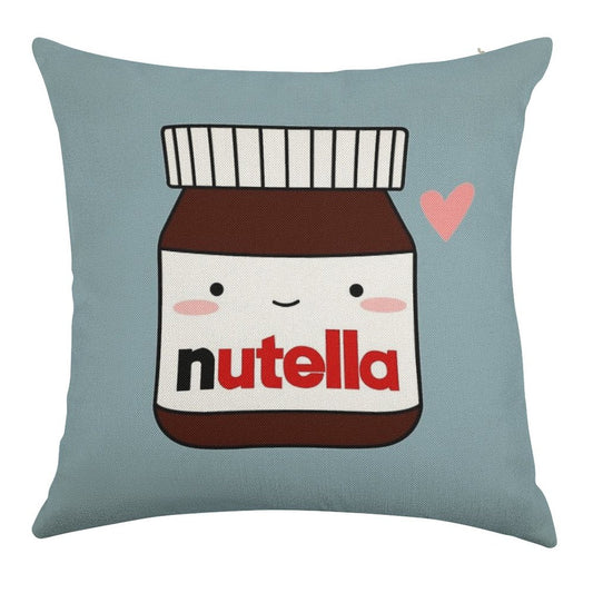 Cute Nutella Jar Linen Throw Pillow Cover