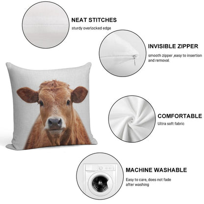 Cow - Colorful Soft Decorative Cover Throw Pillow