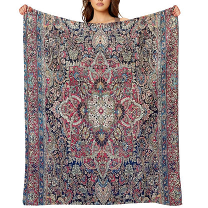 Kashan Central Persian Rug Print Throw Blanket