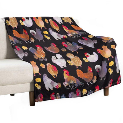 Chicken And Chick - Dark Throw Blanket
