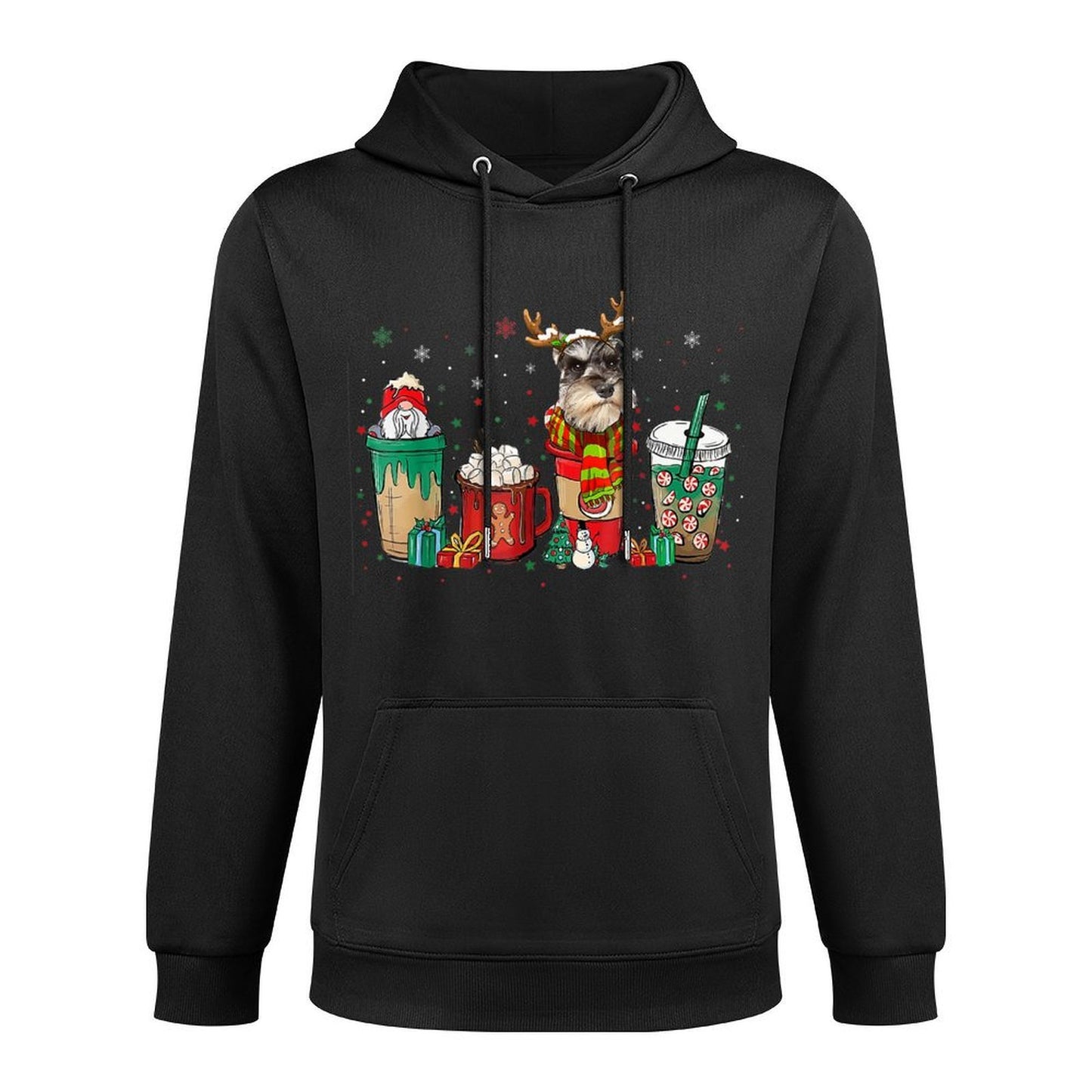 Cute Schnauzer Dog Christmas Coffee Pajamas Xmas Men Women Relaxed Fit Hoodie