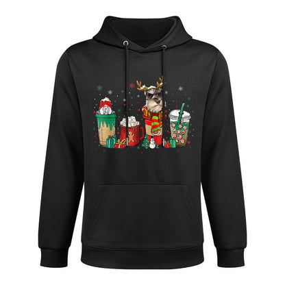 Cute Schnauzer Dog Christmas Coffee Pajamas Xmas Men Women Relaxed Fit Hoodie