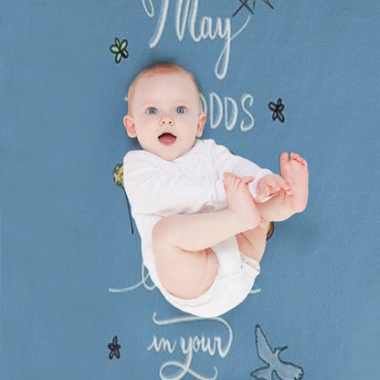 Hunger Games Quality Calligraphy - Black Version - Blue Throw Blanket