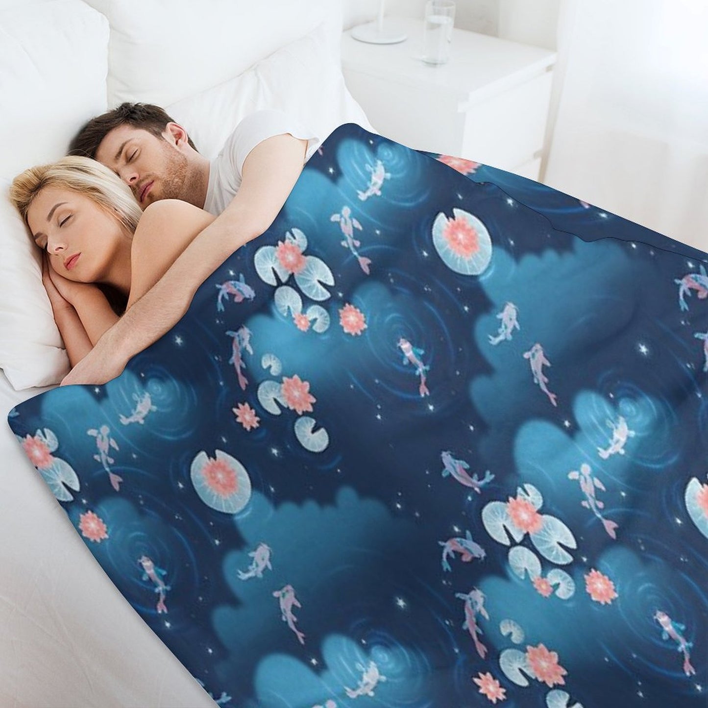Koi Pond - Night Throw Blanket