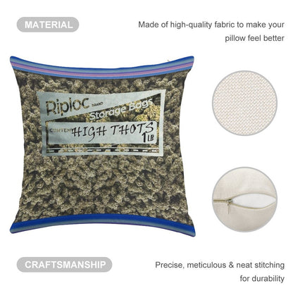 Weed Baggie Linen Throw Pillow Cover