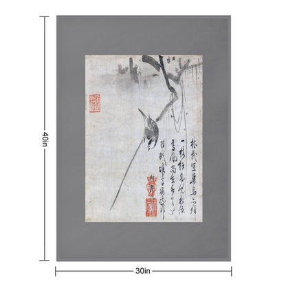 Bird on A Branch (Restored Japanese Artwork) Throw Blanket