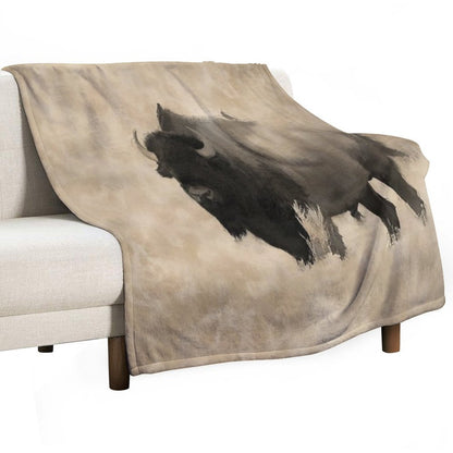 American Buffalo  -  Plains Bison Throw Blanket