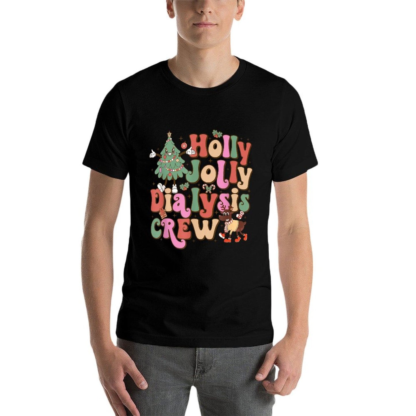 Holly N Jolly Dialysis Crew Merry Christmas  Fade-proof Color T-Shirt