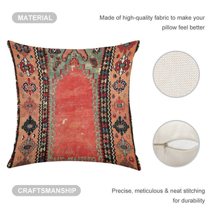 Sivas  Antique Cappadocian Turkish Niche Kilim Print Linen Throw Pillow Cover