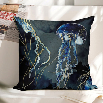 Metallic Ocean III Linen Throw Pillow Cover