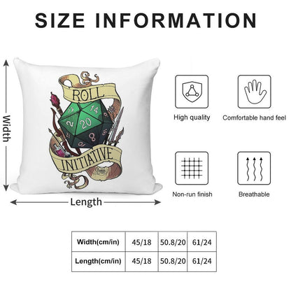 Roll Initiative Soft Decorative Cover Throw Pillow