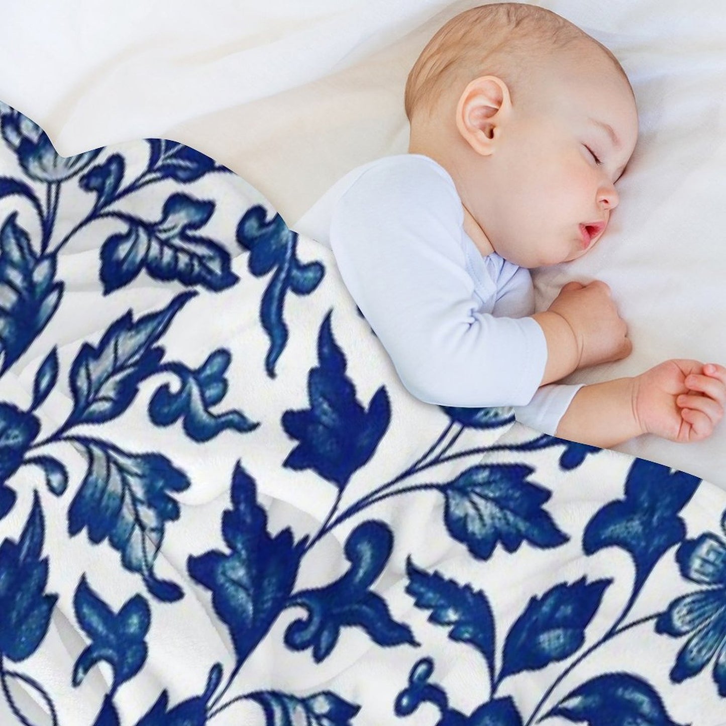 Vintage Blue Floral Pattern  Chinese Ornament By Owen Jones ,Antique,Retro,flower,botanical,aesthetic,classic,china, Throw Blanket