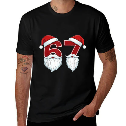 Funny Six Seven 67 Meme Santa Christmas Holiday Party Xmas  Oversized Silhouette T-Shirt