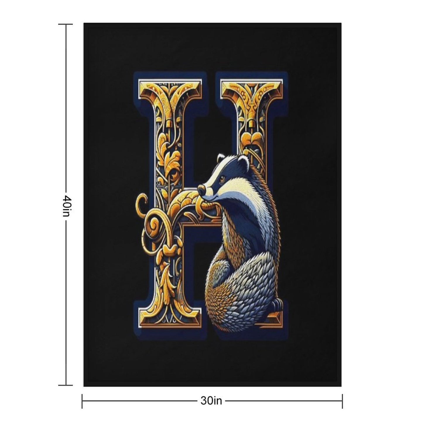 Badger And The Letter H - Fantasy Throw Blanket