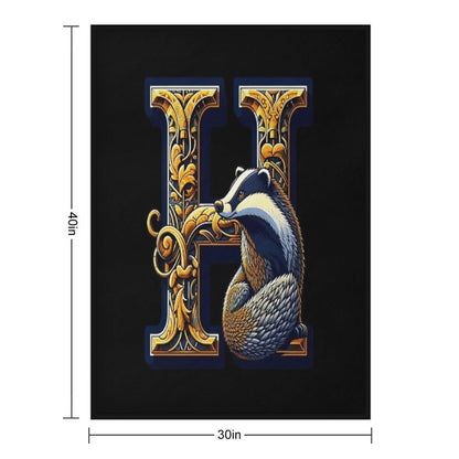 Badger And The Letter H - Fantasy Throw Blanket