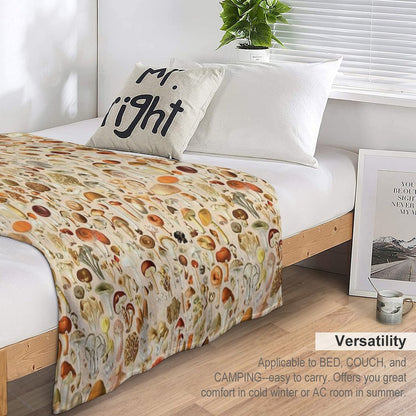 Vintage Mushroom Designs Collection Throw Blanket