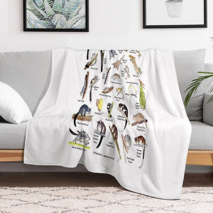 Possums of Australia (with Names) Throw Blanket