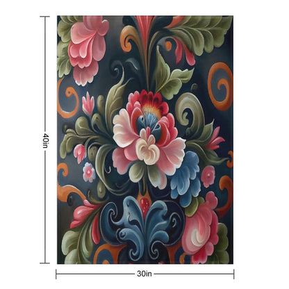 Norwegian Rosemaling-Oil On Canvas #9 Throw Blanket