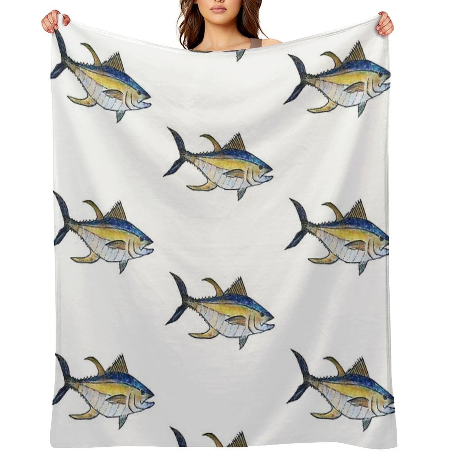 Yellowfin Tuna Fish Throw Blanket