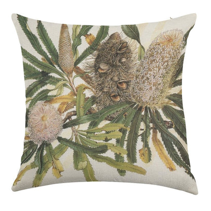 Banksia Serrata Linen Throw Pillow Cover