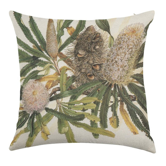 Banksia Serrata Linen Throw Pillow Cover