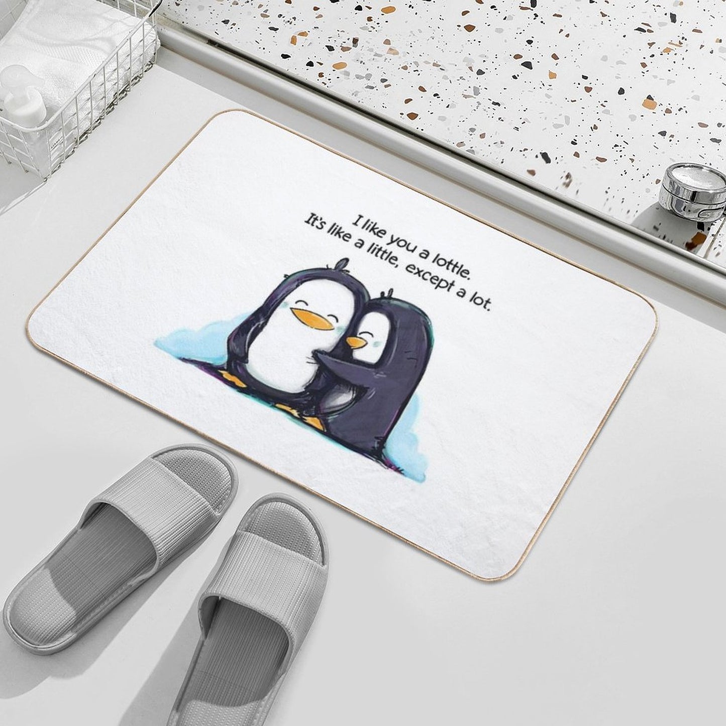 I Like You A Lottle Penguins Bath Mat