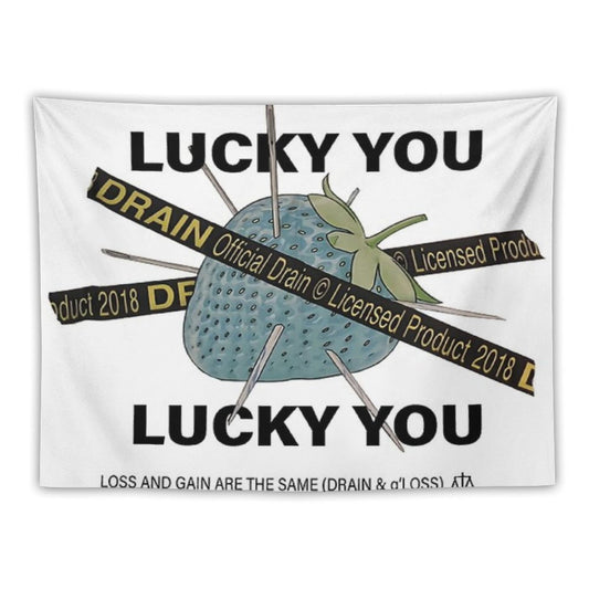 Bladee Drain Gang Lucky You Strawberry Logo Tapestry