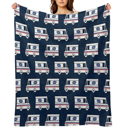 Mail Trucks - Blue Throw Blanket