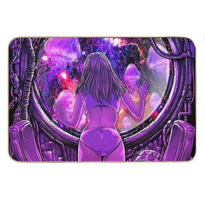 A Girl in Purple Room Bath Mat