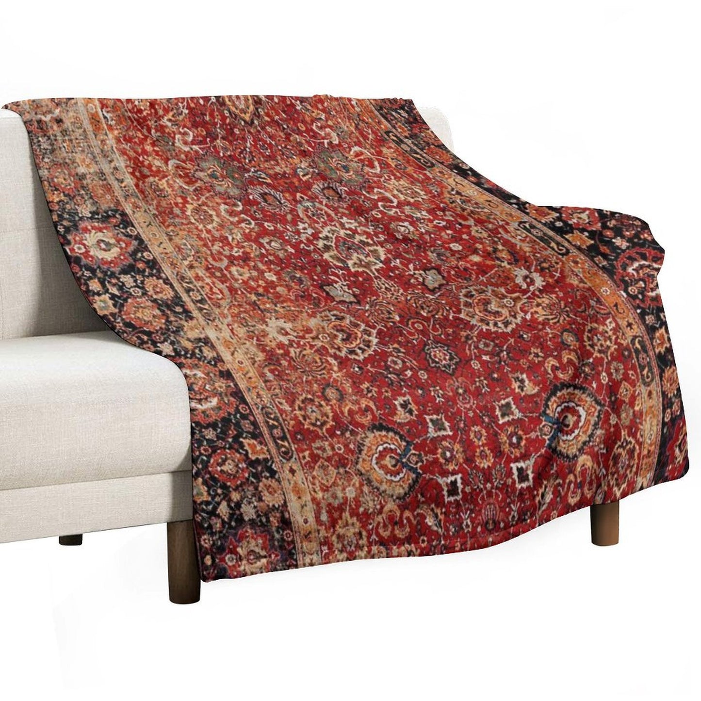 17th Century Afghanistan Rug Print Throw Blanket
