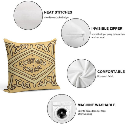 Custard Cream British Biscuit Soft Luxury Feel Throw Pillow
