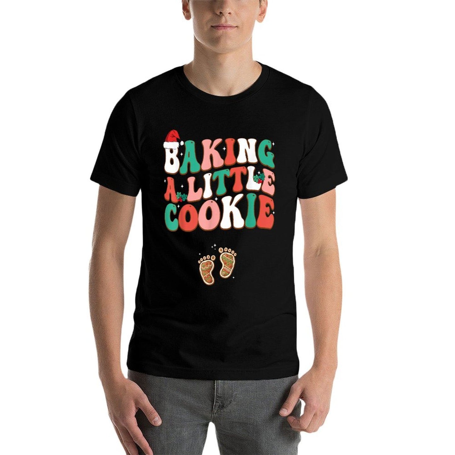 Baking A Little Cookie Cute Christmas Pregnancy Announcement  Eco-friendly Material T-Shirt