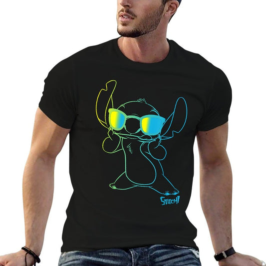Disney Lilo  Stitch Cool Stitch Neon Outline Chest Portrait  Soft T-Shirt