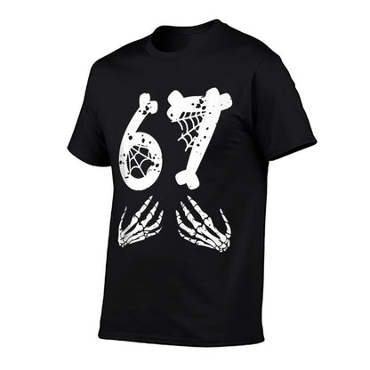 67 Skeleton Hand Halloween Six Seven Funny 67 Meme  Stretchy T-Shirt