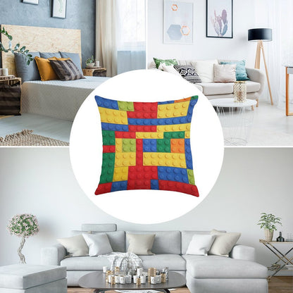 Colorful Bricks Design Linen Throw Pillow Cover